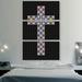 ARTCANVAS Black Pink Blue Christian Church Jewel Cross Pixel - 3 Piece Wrapped Canvas Graphic Art Print Set Canvas, in Black/Indigo/Pink | Wayfair