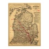 Williston Forge 1886 State of Michigan Map - Unframed Graphic Art Print on Paper Paper | 24 H x 18 W x 0.1 D in | Wayfair