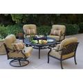 Three Posts™ Frazee 5pc Patio Conversation Set w/Cushions & 52" Round Ice Bucket Tea Table w/ BBQ & Fire Pit Metal | Wayfair