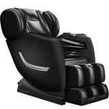 Inbox Zero Faux Power Reclining Heated Massage Chair Faux /Mildew Resistant/Stain Resistant/Water Resistant in Black/Brown | Wayfair