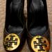 Tory Burch Shoes | Chocolate Brown Tory Burch Logo Wedge | Color: Brown | Size: 7