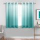 DWCN Ombre Sheer Curtains - Faux Linen Gradient Semi Voile Grommet Top Drapes Bedroom and Living Room Curtains, Set of 2 Window Curtain Panels, 52 x 54 Inch Length, Teal