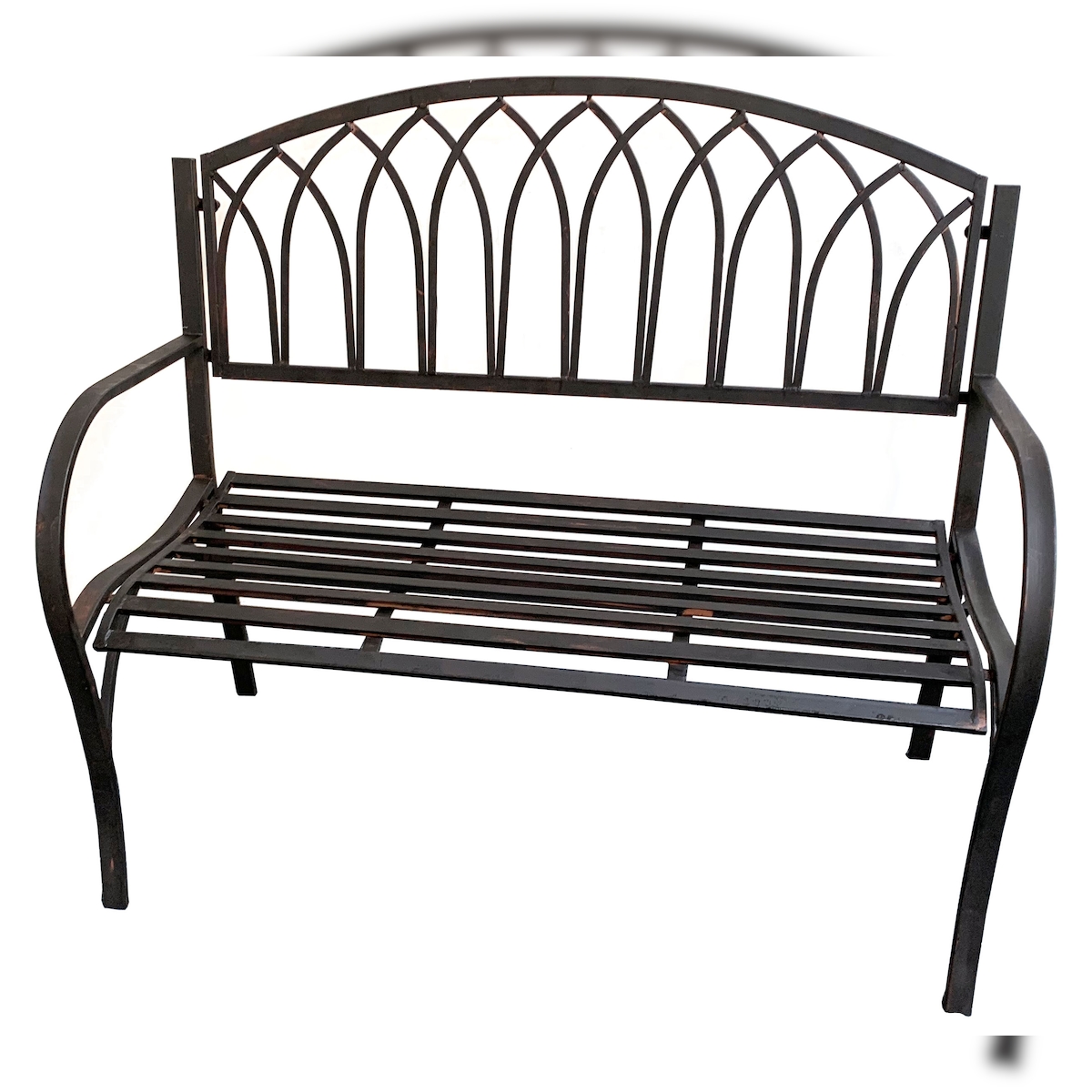 Moritz Gartenbank 2-Sitzer 110 x 98 x 55 cm mit Ornamenten Verzierung für Garten Terasse Balkon Image