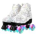 KALINU Unisex Roller Skates Double Row Four Wheels High-top Roller Skates Lightning Pattern for Beginners Womens Mens Boys and Girls (Lightning white white flash wheel,38)