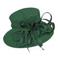 Caprilite Emerald Green and Black Large Queen Brim Hat Occasion Hatinator Fascinator Weddings Formal