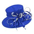 Caprilite Royal Blue and Silver Grey Large Queen Brim Hat Occasion Hatinator Fascinator Weddings Formal