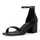 Amazon Essentials Damen Sandale mit Absatz und Zwei Riemchen, Schwarz Kunstleder, 41 EU Weit