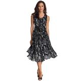 Plus Size Women's Printed Empire Waist Dress by Roaman's in Black White Brushstrokes (Size 14 W) Formal Evening