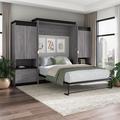 Mercury Row® Arrington Storage Murphy Bed w/ Shelving & Fold-Out Desk, Wood in Gray | 89.7 H x 123.6 W x 20.2 D in | Wayfair