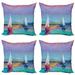 East Urban Home Ambesonne Abstract Oil Painting Throw Pillow Cushion Case Pack Of 4 | 24 H x 24 W x 0.04 D in | Wayfair