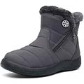 Gaatpot Women Winter Warm Snow Boots Ladies Slip On Water-resistant Outdoor Fur Lined Ankle Booties Shoes Grey Size 6 UK /245(39) CN