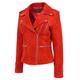 Womens Genuine RED Suede Biker Jacket Girls Trendy Fitted Designer - Rusty (10)
