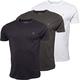 883 Police Mens Short Sleeve Jersey T Shirts Straight Hem 3 Pack (Navy/White/Khaki, L)