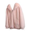 YAOTT Women Loose Autumn Winter Thick Hooded Short Soft Faux Fur Coat Solid Color Long Sleeve Fluffy Luxury Outerwear Overcoat Pink XXL