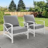 Wade Logan® Mosier Patio Chair w/ Cushions, Steel in Gray/White | 32 H x 29 W x 30.5 D in | Wayfair C071314D6350443DACB3E650F10AA38B