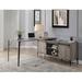 Gracie Oaks Writing Desk W/USB Oak & Black Finish Wood/Metal in Gray | 31 H x 65 W x 65 D in | Wayfair 681375EA2F6C4AB38C2F7CDB6F6A2E9A