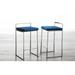 Willa Arlo™ Interiors Derik Counter & Bar Stool Velvet, Stainless Steel in Gray/Blue/Brown | 31 H x 17.5 W x 16 D in | Wayfair