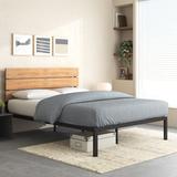 Ebern Designs Sanayah Platform Bed Solid Wood/Metal in Brown/Green | 41.5 H x 76.5 W x 80.5 D in | Wayfair 4BF6D2E77A1B48B6B781773E3D3AE21D