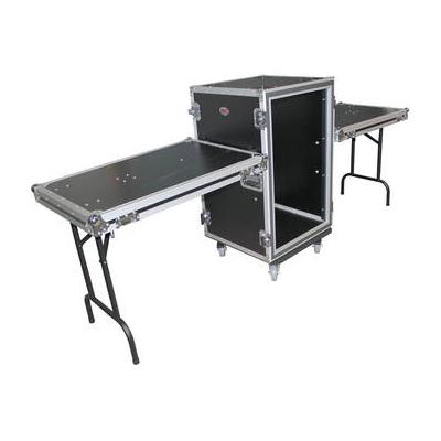 ProX Vertical Shockproof Amp Rack Case with Dual Side Table and Casters (14 RU, T-14RSP24DST