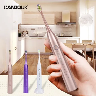 CANDOUR – brosse à dents électrique sonique Rechargeable CD5168 avec 16 têtes de brosse de