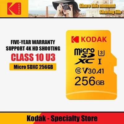 Kodak – carte mémoire Micro SD 100% originale TF classe 10 16 go 32 go 64 go 128 go 256 go pour