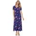 Plus Size Women's Short-Sleeve Crinkle Dress by Woman Within in Evening Blue Wild Floral (Size 2X)