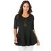 Plus Size Women's Stretch Cotton Peplum Tunic by Jessica London in Black (Size 14/16) Top