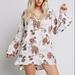 Free People Dresses | Free People Sleeved Mini Dress Tunic Floral Print | Color: Brown/Pink | Size: Xs