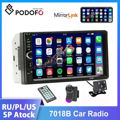 Podofo2-Autoradio avec Écran Tactile de 7 Pouces Bluetooth FM Audio Stéréo Lecteur MP5 SD USB