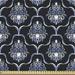 East Urban Home fab_35340_Dark Blue Fabric By The Yard, Vintage Royal Damask Motifs Swirls Curvy Tile Victorian Fashion | 58 W in | Wayfair