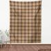 East Urban Home Ambesonne Brown Plaid Fabric By The Yard, Squares w/ Stripes Cutting Bold Streaks Vertical & Horizontal Abstract | 58 W in | Wayfair