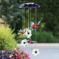 Exhart Solar Butterflies & Flowers Hanging Mobile w/ 6 Color Changing LEDs, 7 by 27.5 Resin/Plastic | 27.5 H x 6.88 W x 6.88 D in | Wayfair