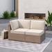 Latitude Run® Amberson Fully Assembled 56" Wide Outdoor Wicker Patio Sofa w/ Cushions All - Weather Wicker/ in Brown/Pink/White | Wayfair