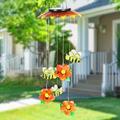 Exhart Solar Bumble Bees & Flowers Hanging Mobile w/ 6 Color Changing LEDs, 7 by 27.5 Resin/Plastic | 27.5 H x 6.88 W x 6.88 D in | Wayfair