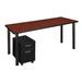 Inbox Zero Kee Office Desk Table w/ Mobile Pedestal Drawer Top Wood in Black | 29 H x 24 D in | Wayfair 84640DCD95424EF3B7767A210DEAFFCD