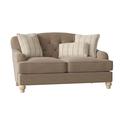 Birch Lane™ Sullivan 65" Charles of London Loveseat w/ Reversible Cushions Velvet/Polyester/Other Performance Fabrics in Brown | Wayfair