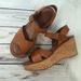 Anthropologie Shoes | Anthropologie Kork Ease Brown Leather Wedge Sandal | Color: Brown/Tan | Size: 9