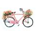 August Grove® Bike w/ Flowers - Wrapped Canvas Painting Print Canvas in Black/Pink | 20 H x 30 W x 1.25 D in | Wayfair