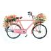 August Grove® Bike w/ Flowers - Wrapped Canvas Painting Print Canvas in Black/Pink | 8 H x 12 W x 1.25 D in | Wayfair