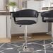Wade Logan® Aishvi Swivel Adjustable Height Bar Stool Upholstered/Leather/Metal/Faux leather in Black | 24 W x 20.125 D in | Wayfair