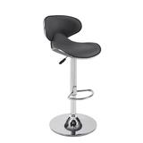 Wade Logan® Aishvi Swivel Adjustable Height Bar Stool Upholstered/Leather/Metal/Faux leather in Gray | 16.38 W x 20.5 D in | Wayfair