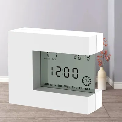Horloge électronique carrée avec écran LCD numérique décoration de bureau calendrier date