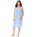 Plus Size Women's Sleeveless Button Front Night Gown by Only Necessities in French Blue Stripe (Size 38/40)