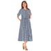Plus Size Women's Short-Sleeve Seersucker Dress by Woman Within in Navy Gingham (Size 24 W)