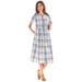 Plus Size Women's Short-Sleeve Seersucker Dress by Woman Within in Oatmeal Pretty Plaid (Size 16 W)