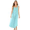 Plus Size Women's Long Embroidered Gown by Dreams & Co. in Pale Ocean (Size 18/20) Pajamas