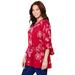 Plus Size Women's Embroidered Gauze Tunic by Catherines in Red (Size 1X)