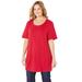 Plus Size Women's Easy Fit Short Sleeve Scoopneck Tee by Catherines in Red (Size 0X)