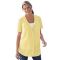 Plus Size Women's Seersucker Baseball Shirt by Woman Within in Primrose Yellow Pop Stripe (Size 1X)