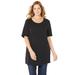 Plus Size Women's Easy Fit Short Sleeve Scoopneck Tee by Catherines in Black (Size 3XWP)